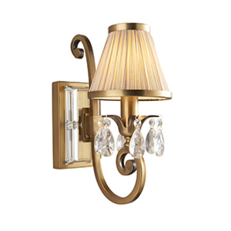 Бра-настенный светильник Interiors 1900 New classics Oksana antique brass Single wall & beige shade 63538
