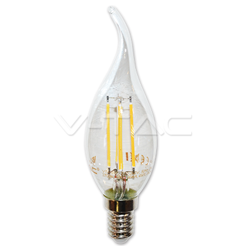 LED лампочка(свеча) - LED Bulb - 4W Filament E14 Candle Tail Warm White